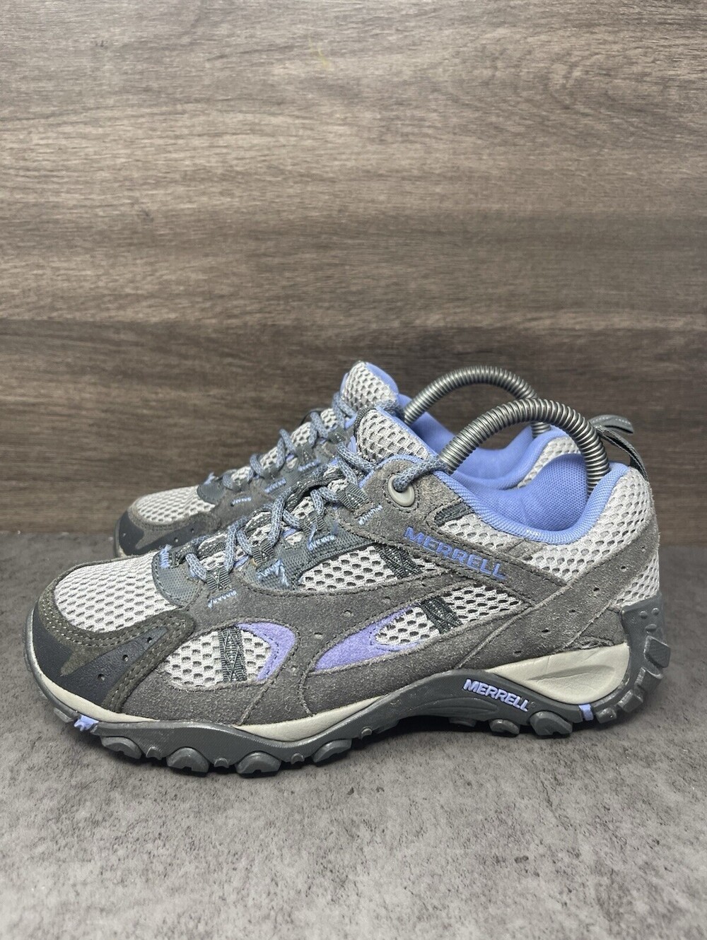 Merrell Nova Ventilator Womens Size 6.5 Grey Purple Suede Mesh Hiking Shoes